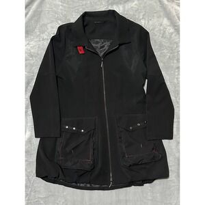 Animale Black zip front blazer jacket with red trim and pockets